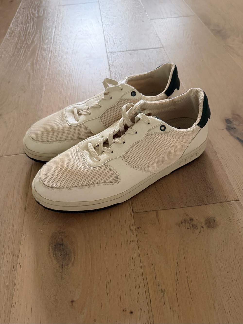 Clae x Vuori Men's Cream Sneakers with Dark Green Heel Tab